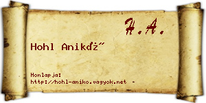 Hohl Anikó névjegykártya